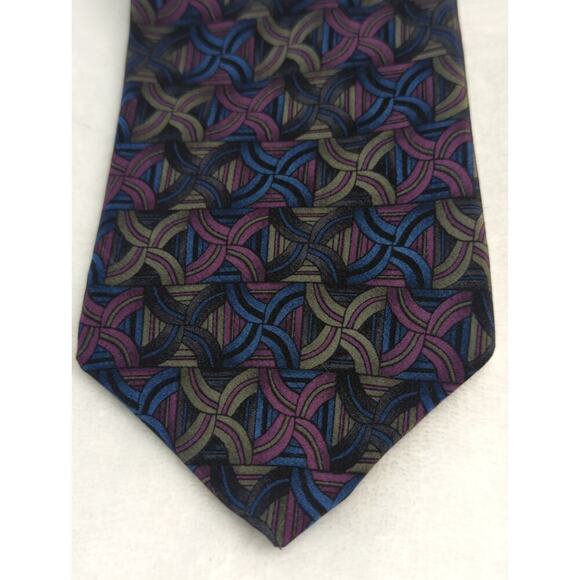 J. Garcia Neck Tie 100% Silk Curves and Lines Collection Ten Geometric Swirl - Picture 2 of 6
